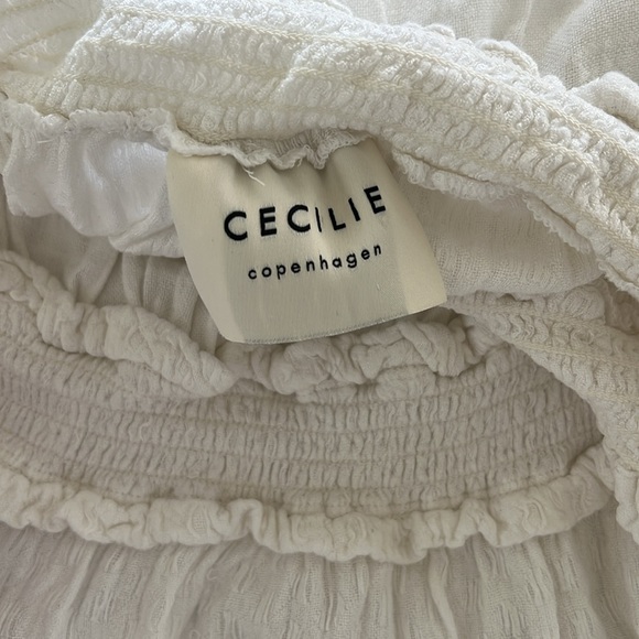 White Cecilie Bahnsen off-the-shoulder mini dress with short sleeves - Picture 4 of 4